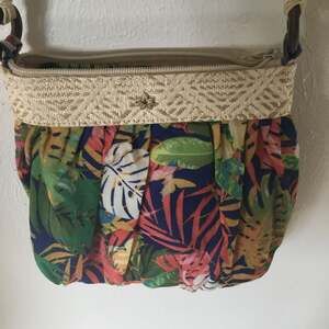 Cappelli  Tropical Floral Straw Crossbody Bag Boho Purse